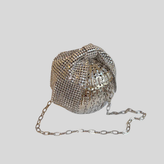 Glamorous Shimmering Metallic Sphere Bag - Silver