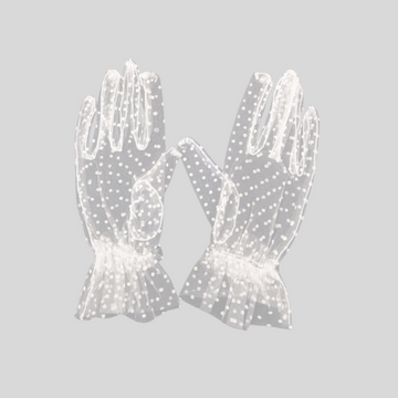 Transparent Lace Gloves - White