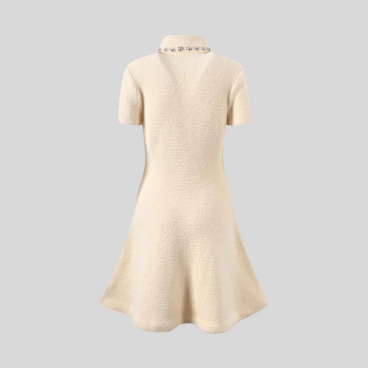 Elegant Soft Short Sleeve Dress - Ivory