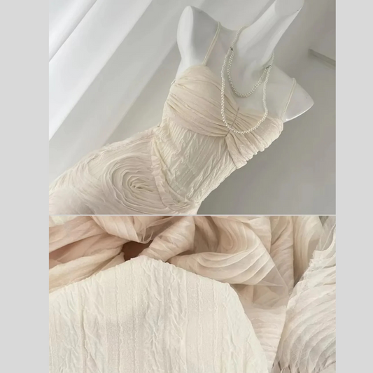 Sleeveless Evening Gown With Intricate Swirling Textures And Sheer Base Material - Ivory