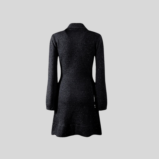 Knit textured dress - Black