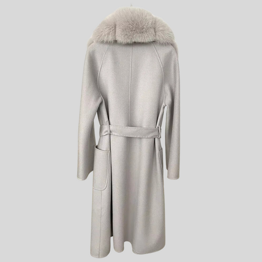 Elegant Long Overcoat - Light Gray