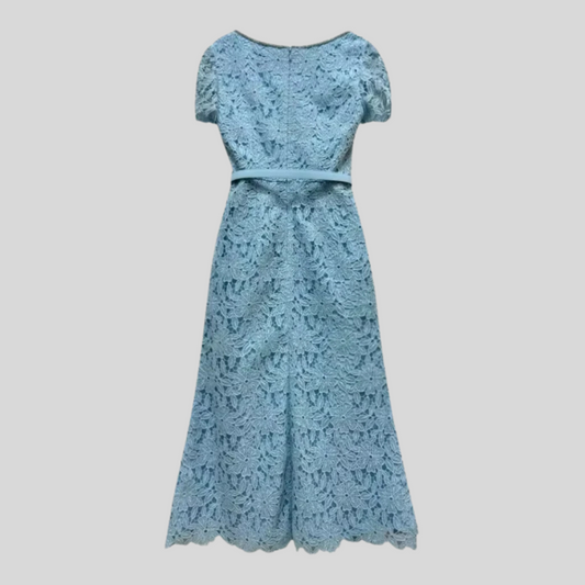 Elegant Azure Midi Dress - Baby Blue