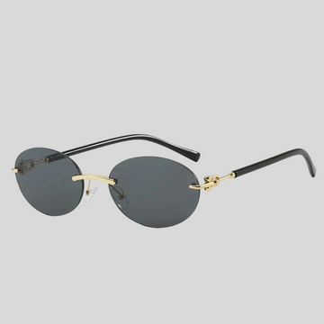Oval Frameless  Sunglasses - Black - Brown - Blue