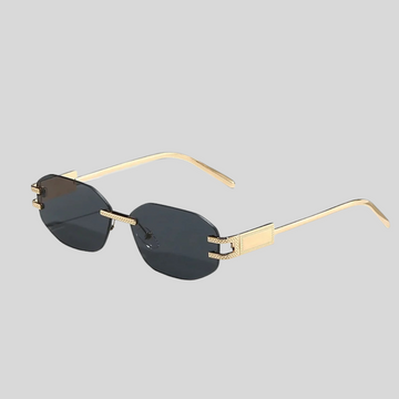 Oval Sunglasses With Gold Frame - Black