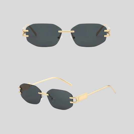 Oval Sunglasses With Gold Frame - Black