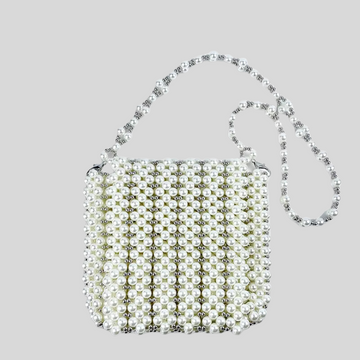 Mini Pearl Chain Bag - White