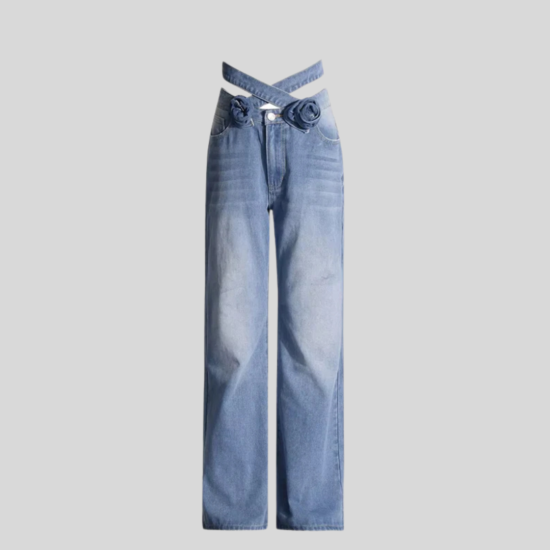 Spliced Hollow Out Pants - Blue - Black