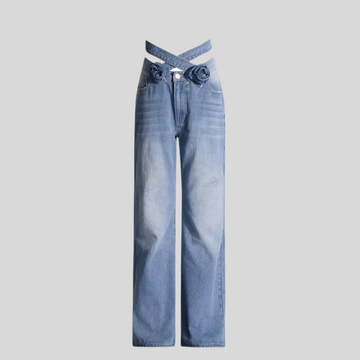 Spliced Hollow Out Pants - Blue - Black