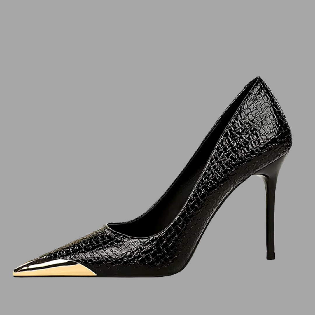 High Heels Snake Leather - Black