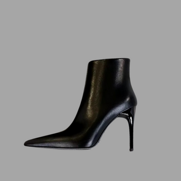 Stilleto Vegan Leather Ankle Boots - Black