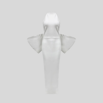 Elegant Dress With Back Bow Details - White