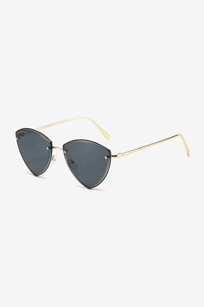 Rimless Triangle-Shaped Sunglasses with Ultra-Slim Metal Temples – Black