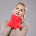 New Women 100% Real Genuine Knitted Rex Rabbit Fur Mittens Winter Warm Lady Real Fur Fingerless Gloves Handmade Knit Fur Mitten