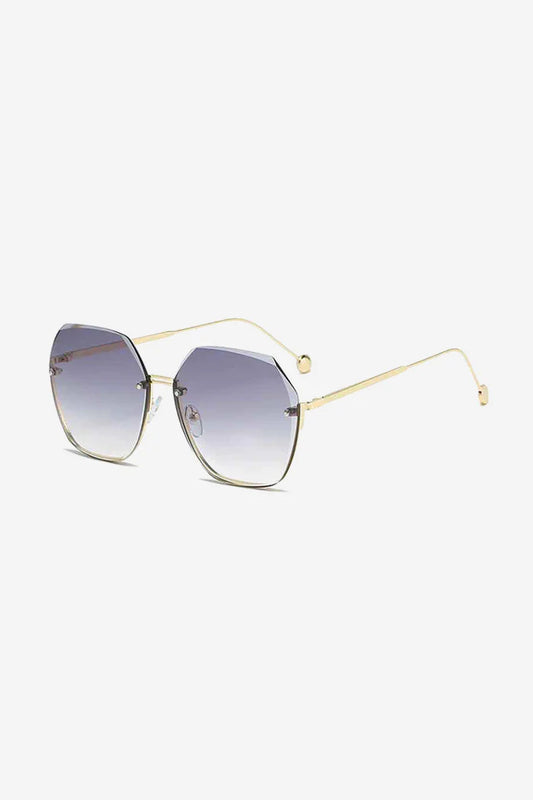 Over sized Hexagon Sunglasses with Ultra-Thin Gold Frame – Black - Brown - Purple