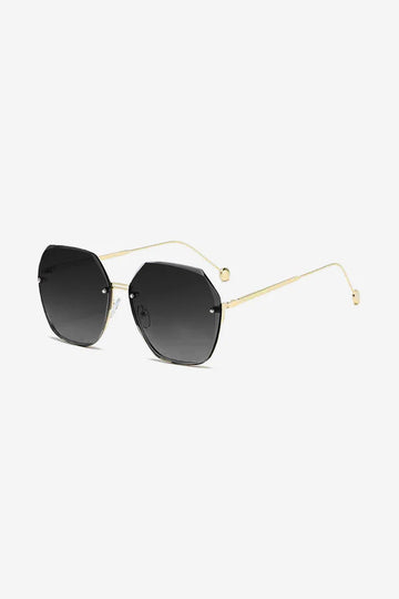 Over sized Hexagon Sunglasses with Ultra-Thin Gold Frame – Black - Brown - Purple