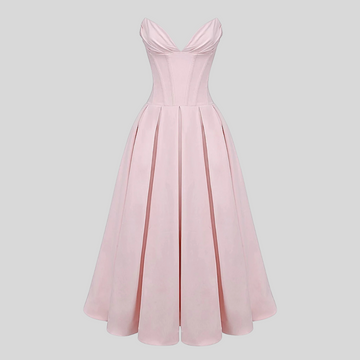 Elegant Strapless Dress with Fitted Bodice And Sweetheart Neckline - Pink