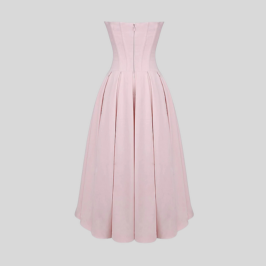Elegant Strapless Dress with Fitted Bodice And Sweetheart Neckline - Pink