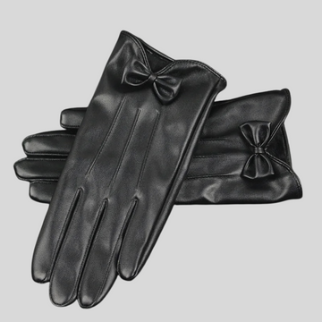 Chic Vegan Leather Gloves - Black