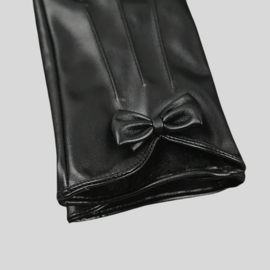 Chic Vegan Leather Gloves - Black