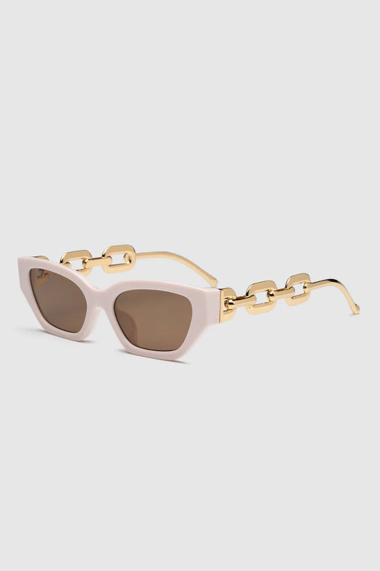 Cat Eyes with Gold Chain Arms - Black - Pink - White