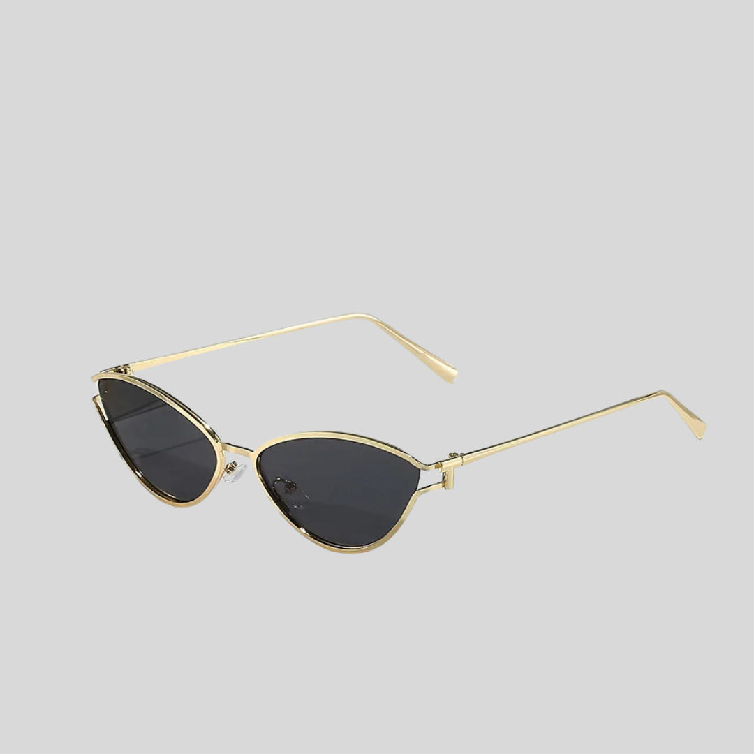 Cat-Eye Sunglasses With Gold Metal Frame – Brown - Black