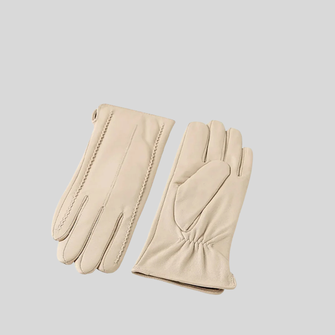 Glossy Suede Luxury Gloves - Beige