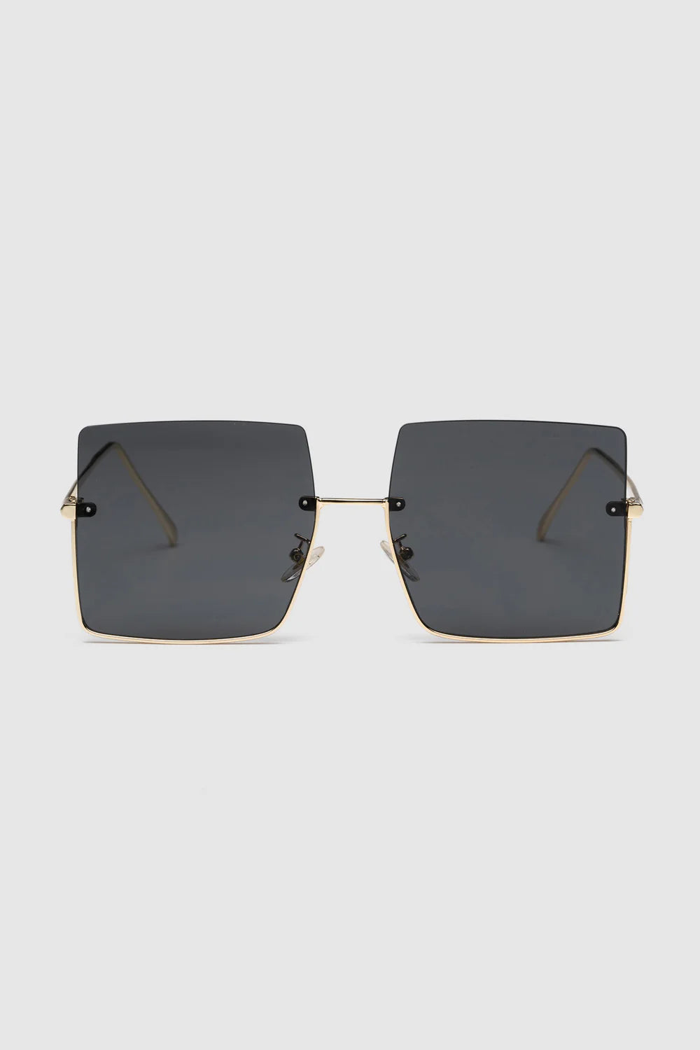 Rimless Oversized Square Sunglasses - Black - Orange - Silver - Blue Blue Tea