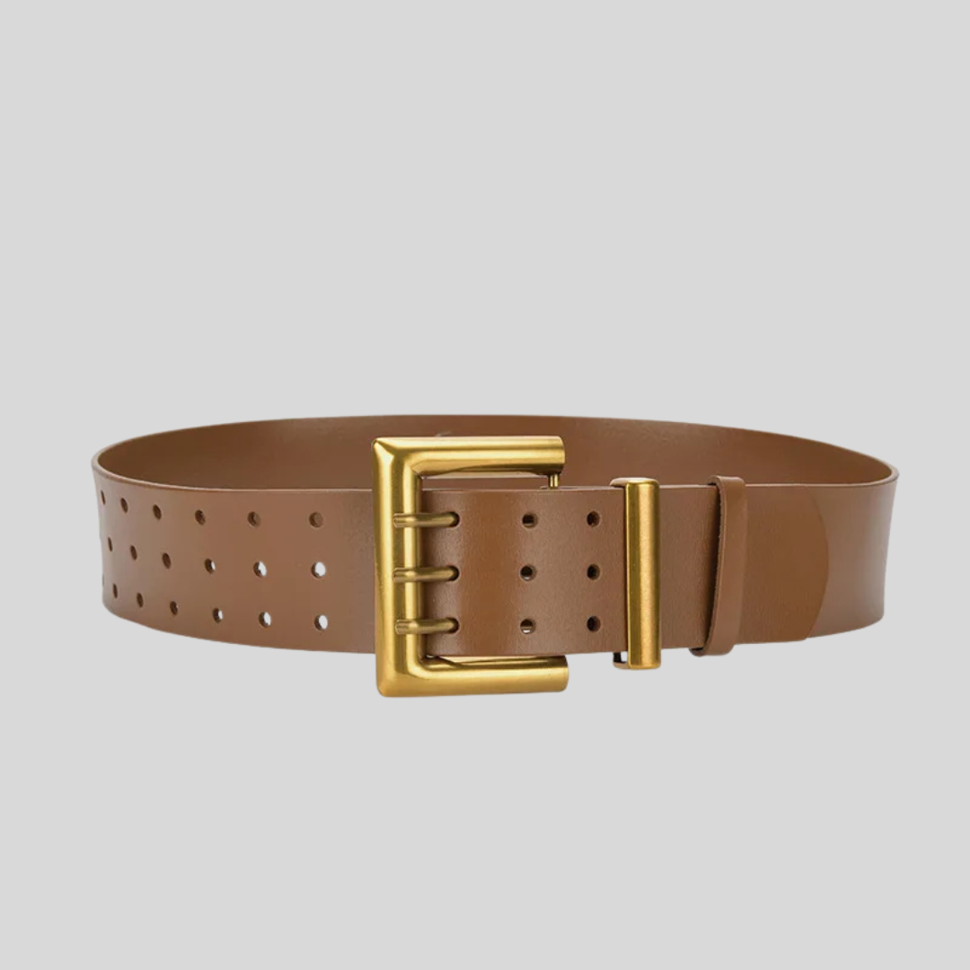 Leather Buckle Belt - Brown