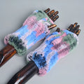 New Women 100% Real Genuine Knitted Rex Rabbit Fur Mittens Winter Warm Lady Real Fur Fingerless Gloves Handmade Knit Fur Mitten