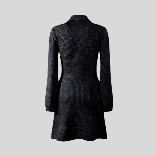 Elegant Knit textured dress - Black