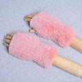 New Women 100% Real Genuine Knitted Rex Rabbit Fur Mittens Winter Warm Lady Real Fur Fingerless Gloves Handmade Knit Fur Mitten