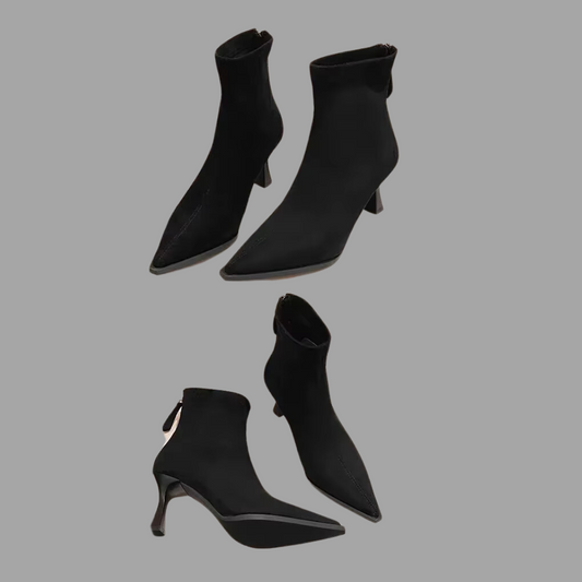 Fashion Suede Ankle Boots - Black