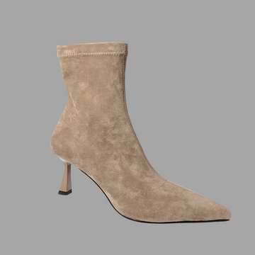 Fashion Suede Ankle Boots - Ivoire