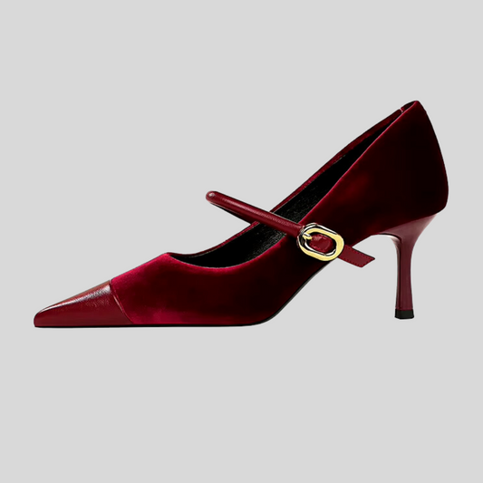 High Heels Suede And Pointed Leather - Burgundy - Brown - Black - Green