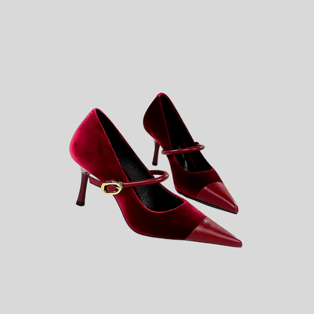 High Heels Suede And Pointed Leather - Burgundy - Brown - Black - Green