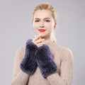 New Women 100% Real Genuine Knitted Rex Rabbit Fur Mittens Winter Warm Lady Real Fur Fingerless Gloves Handmade Knit Fur Mitten