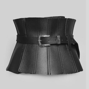 Stylish Adjustable Lacing Vegan Leather Corset - Black