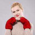 New Women 100% Real Genuine Knitted Rex Rabbit Fur Mittens Winter Warm Lady Real Fur Fingerless Gloves Handmade Knit Fur Mitten