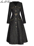 Long Sleeve Tweed Dress - Black