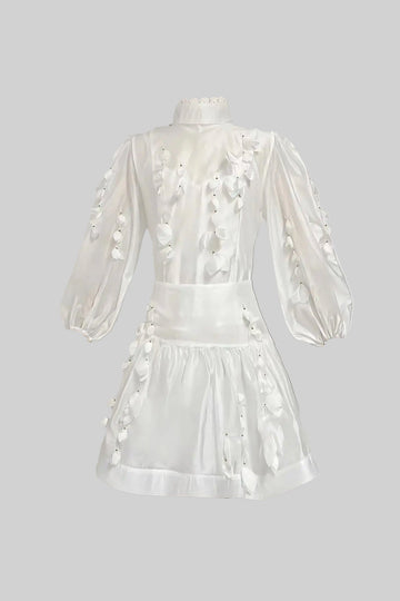 Elegant Floral Co-Ord With Delicate Lace Trim Accents - White - Blue - Pink